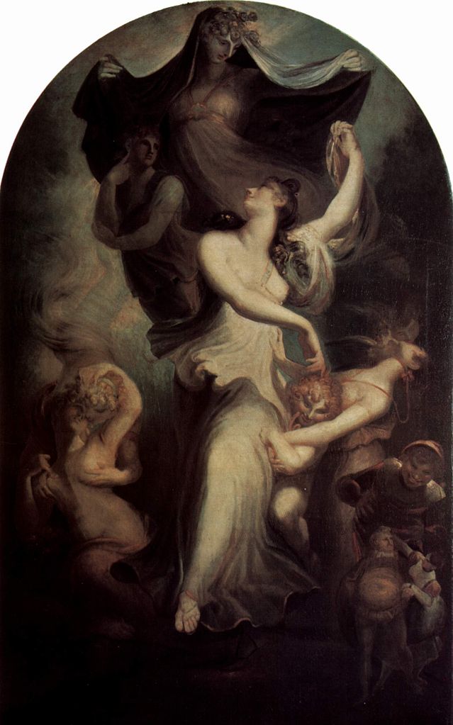 Euphrosyne before the Imagination and the Temperance, vintage artwork by Johann Heinrich Füseli, 12x8" (A4) Poster