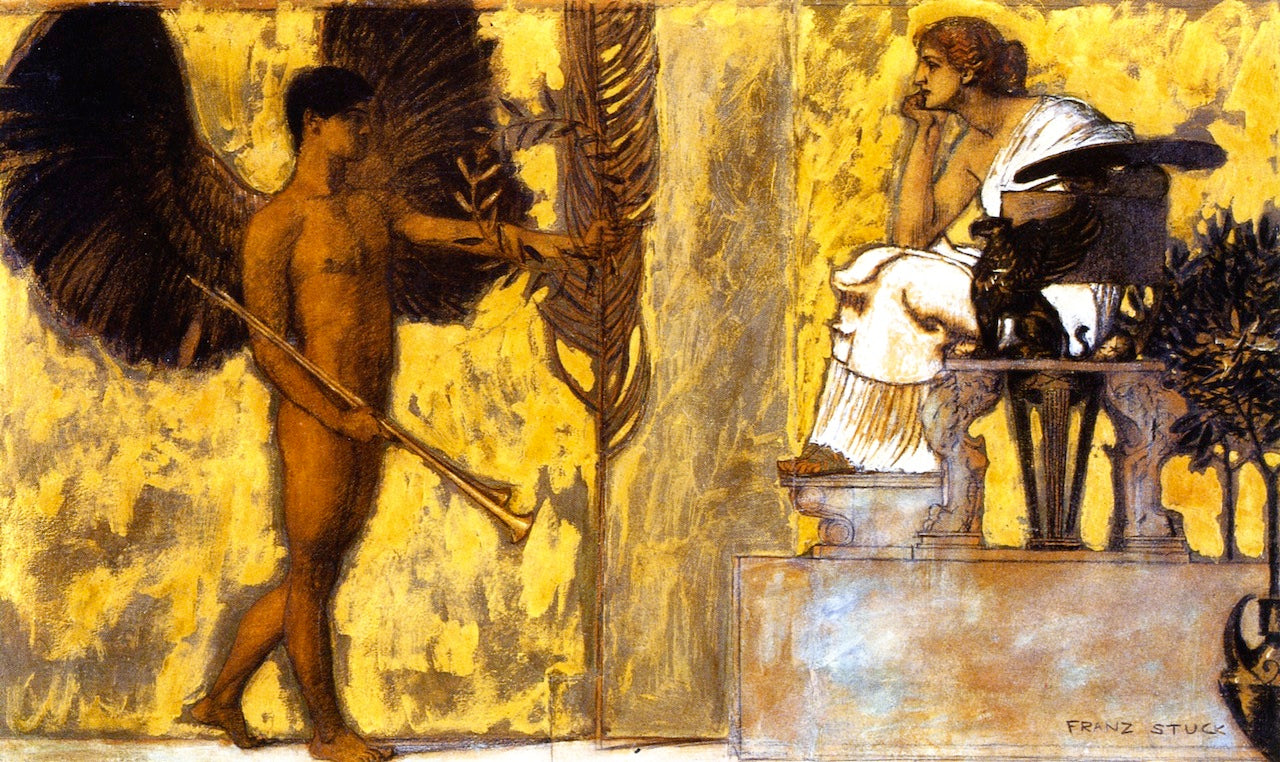 Homage to Painting, vintage artwork by Franz von Stuck, 12x8" (A4) Poster