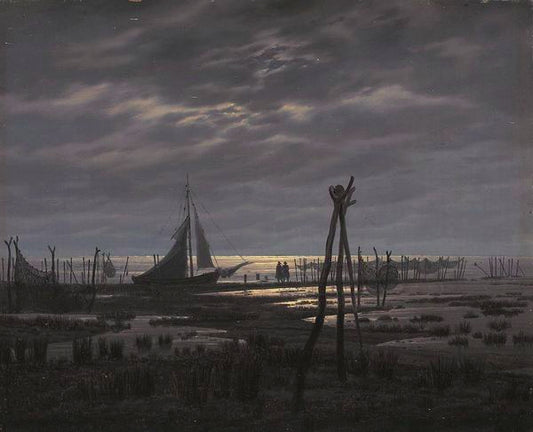 A Swampy Beach, vintage artwork by Caspar David Friedrich, 12x8" (A4) Poster