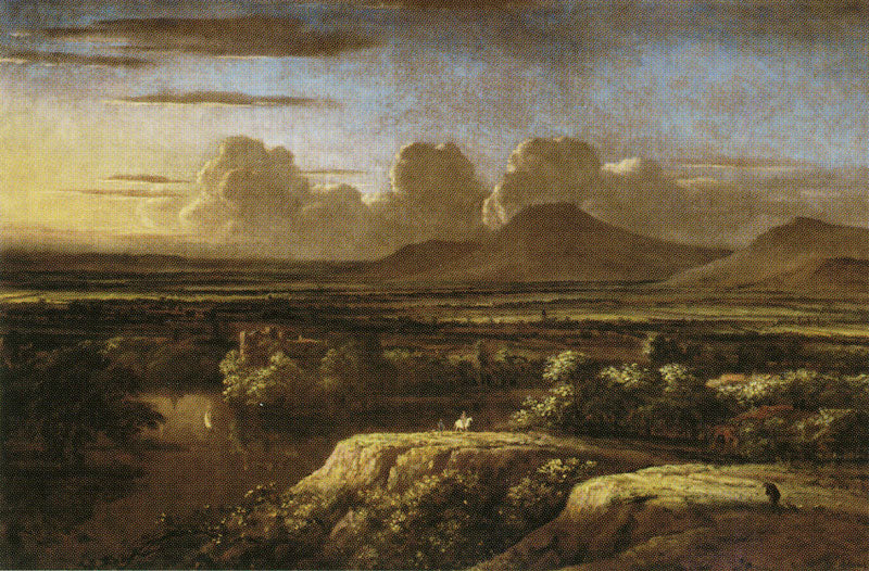 Panoramic Landscape with Mountains, vintage artwork by Philips Koninck, 12x8" (A4) Poster