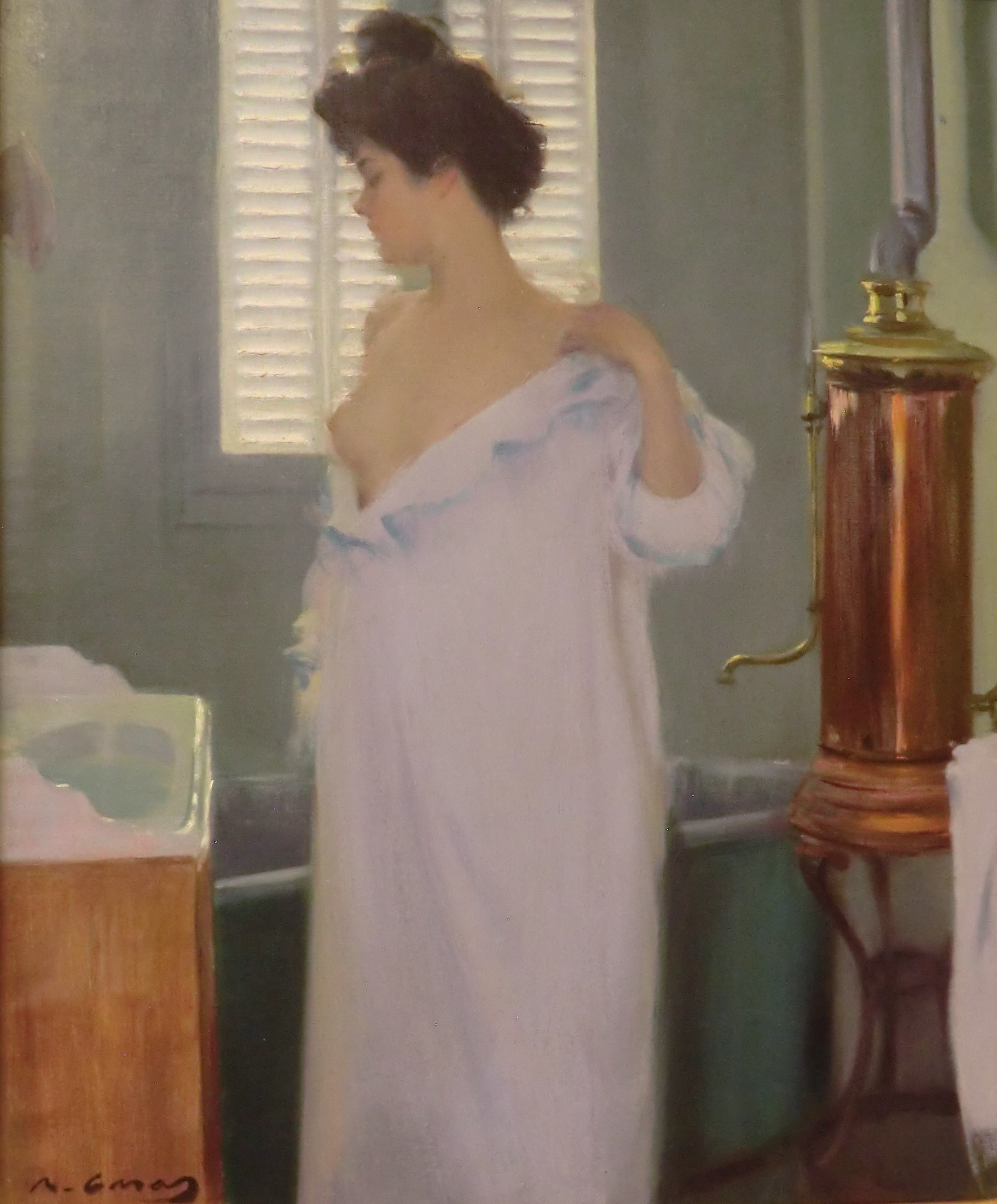 Antes del Baño (Before the Bath), vintage artwork by Ramon Casas y Carbó, 12x8" (A4) Poster