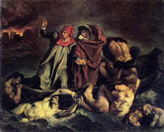 The Barque of Dante (after Delacroix), vintage artwork by Édouard Manet, 12x8" (A4) Poster