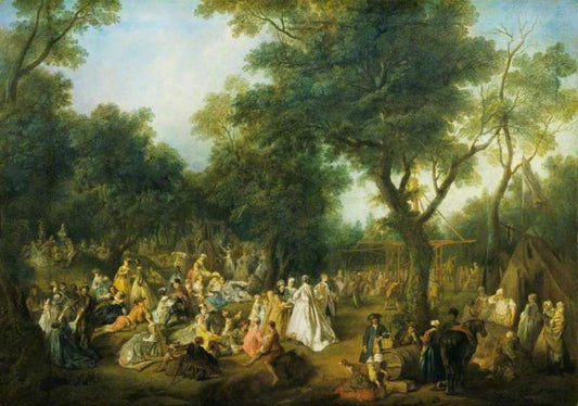 Fete in a Wood, vintage artwork by Nicolas Lancret, 12x8" (A4) Poster