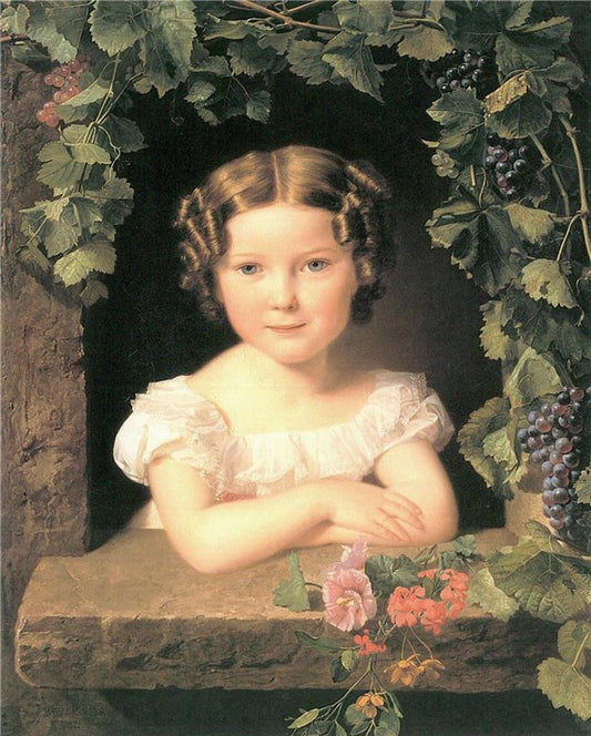Little Girl in the Window, vintage artwork by Ferdinand Georg Waldmüller, A3 (16x12") Poster Print