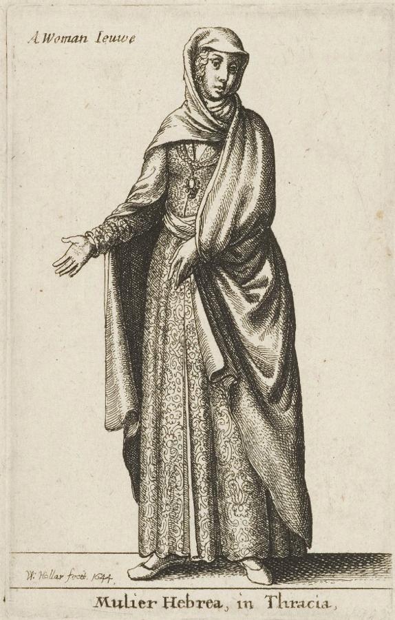 A Woman Ieuwe (Mulier Hebrea, in Thracia), vintage artwork by Václav Hollar, 12x8" (A4) Poster