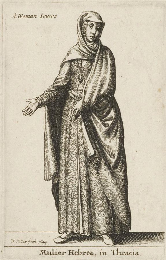 A Woman Ieuwe (Mulier Hebrea, in Thracia), vintage artwork by Václav Hollar, 12x8" (A4) Poster