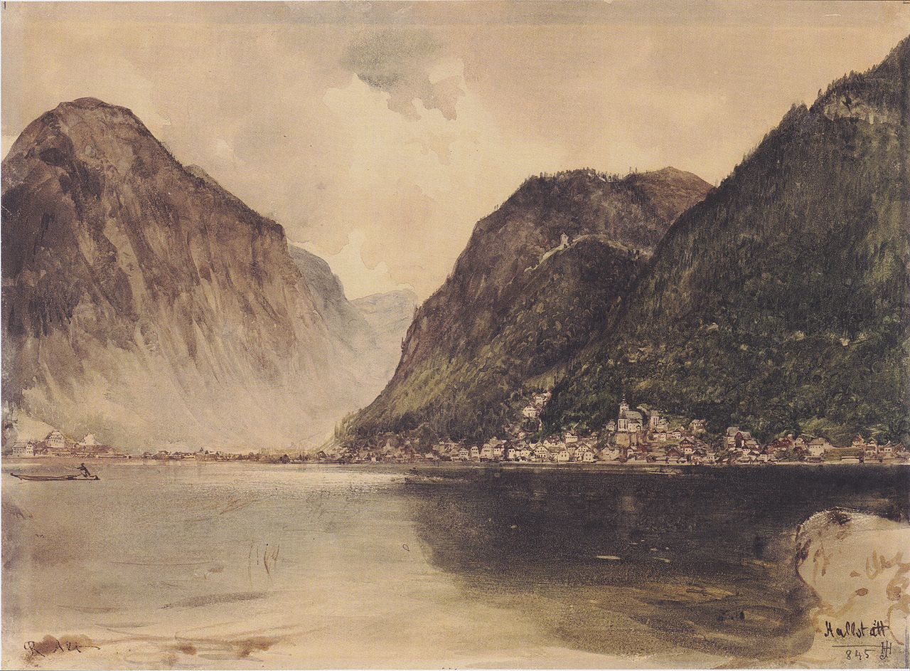 Hallstatt, vintage artwork by Rudolf von Alt, A3 (16x12") Poster Print
