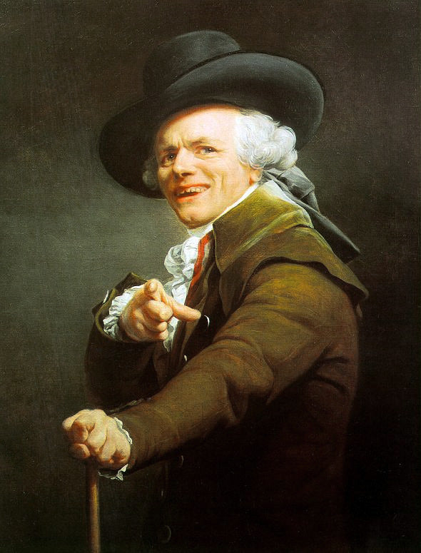 Self-portrait of the artist in the guise of a mockingbird, vintage artwork by Joseph Ducreux, 12x8" (A4) Poster