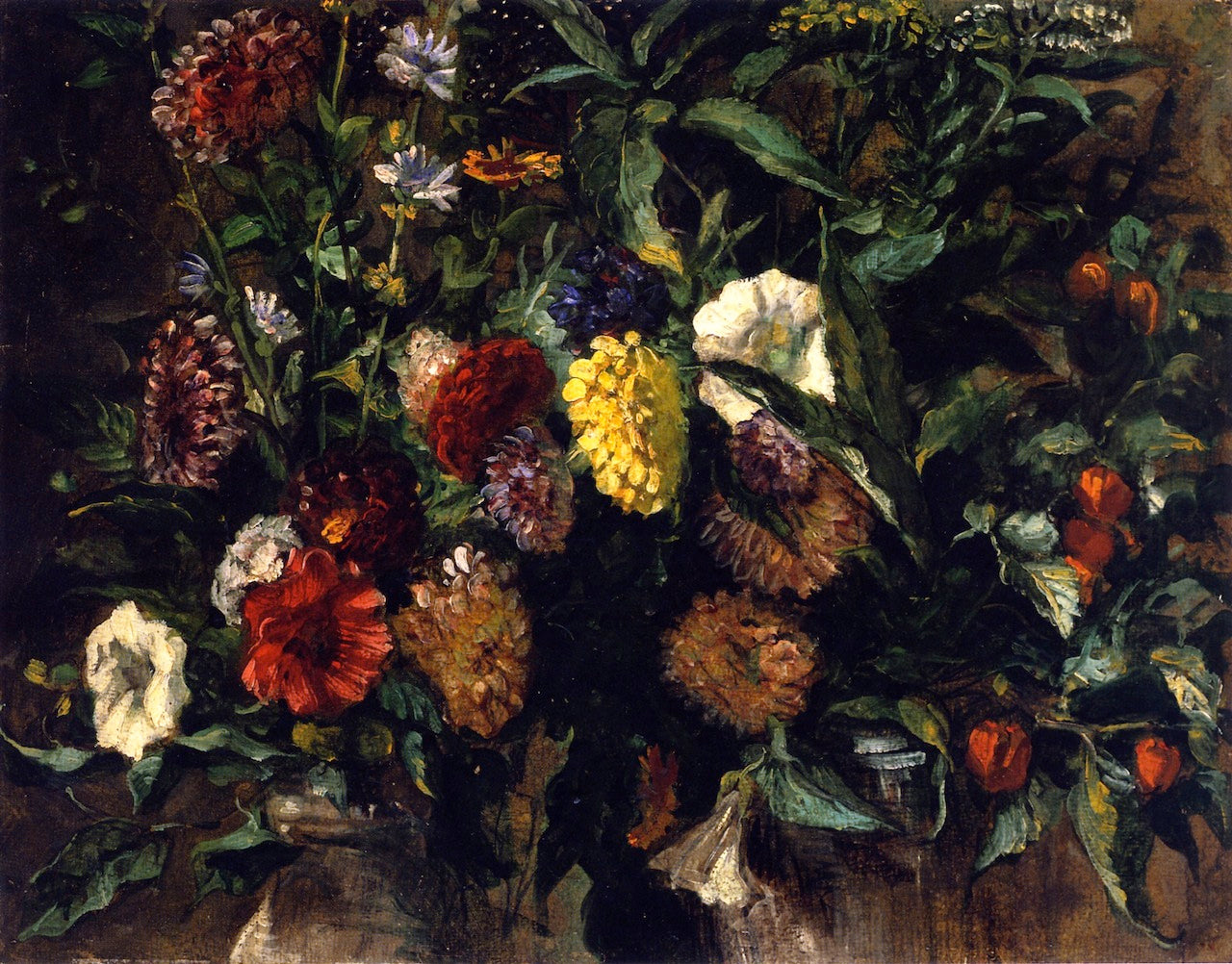 Bouquet of Flowers in a Vase, vintage artwork by Eugène Delacroix, A3 (16x12") Poster Print