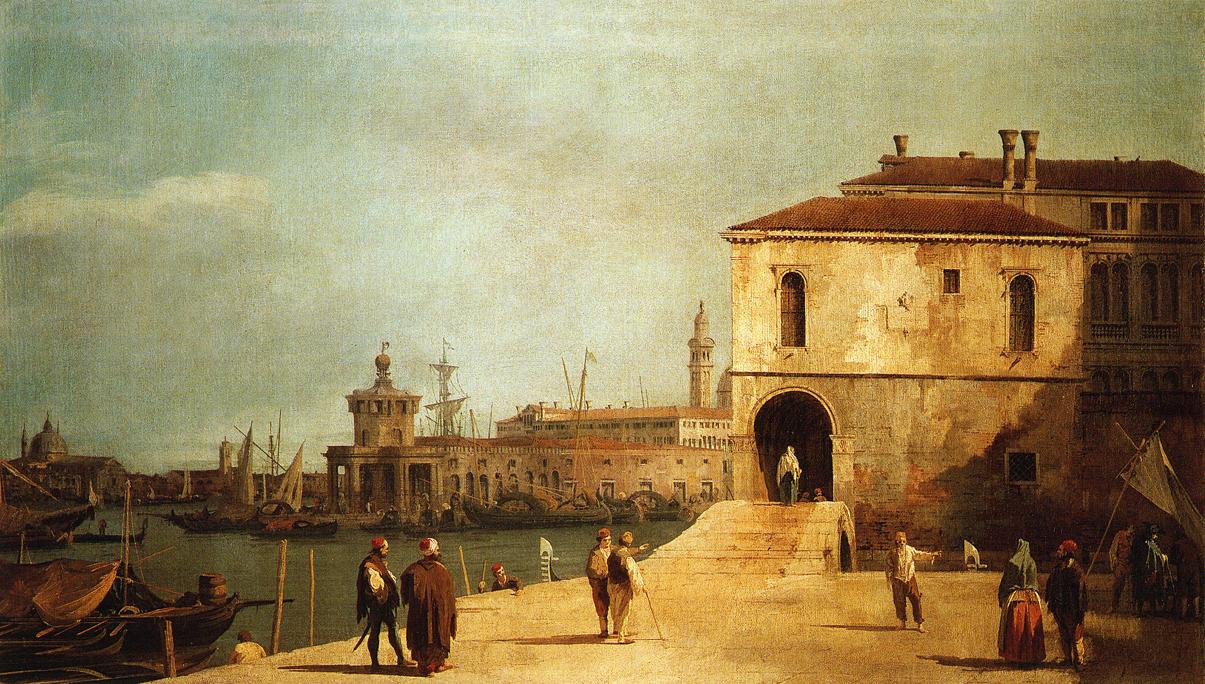 Fonteghetto della Farina, vintage artwork by Canaletto, 12x8" (A4) Poster