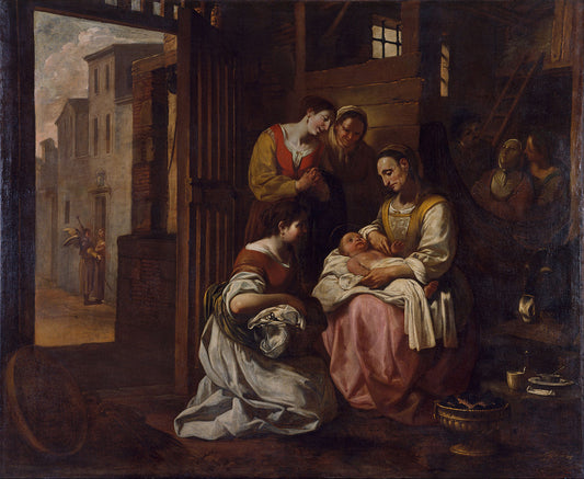 Birth of Saint Francis, vintage artwork by Antoni Viladomat y Manalt, 12x8" (A4) Poster
