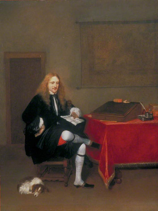 Portrait of  Man in His Study, vintage artwork by Gerard ter Borch, 12x8" (A4) Poster