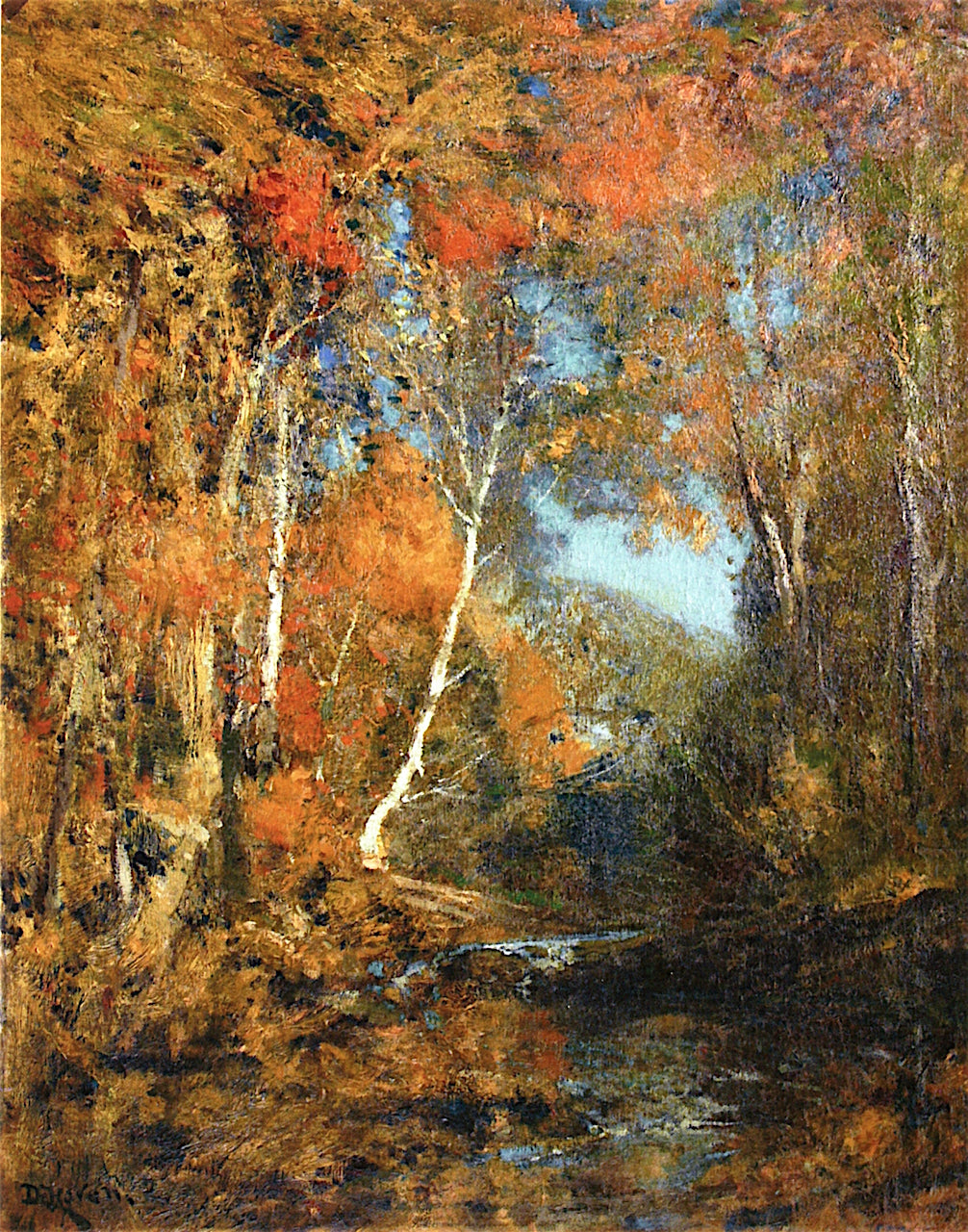 Autumn Stream, vintage artwork by Franklin de Haven, 12x8" (A4) Poster
