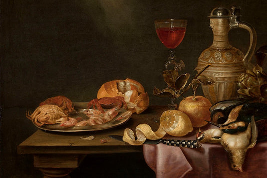 Still Life with Shrimps and Crabs on a Tin Plate, vintage artwork by Alexander Adriaenssen, 12x8" (A4) Poster