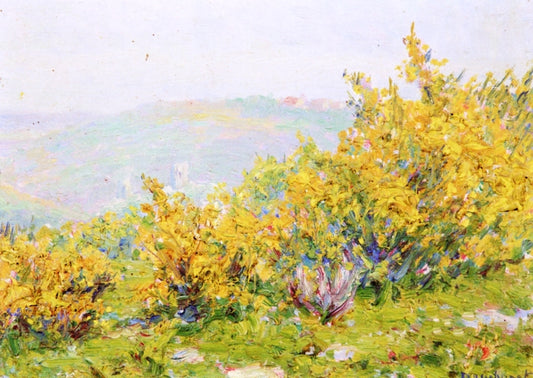 Flowering Gorse, Crozant, vintage artwork by Wynford Dewhurst, 12x8" (A4) Poster