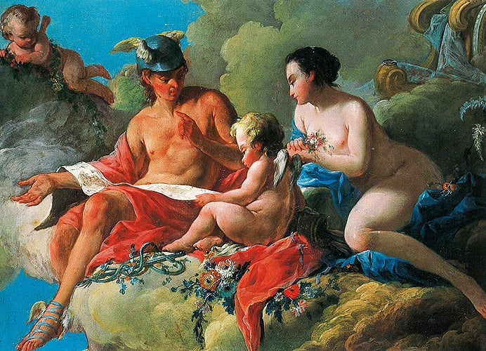 Education of Cupid, vintage artwork by Carle van Loo, 12x8" (A4) Poster