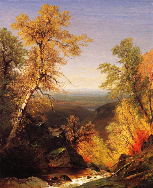 The Top of Kaaterskill Falls, Autumnn, vintage artwork by Richard William Hubbard, A3 (16x12") Poster Print