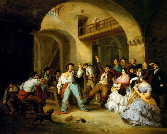 A drunkard at an inn, vintage artwork by Manuel Cabral Aguado Bejarano, 12x8" (A4) Poster