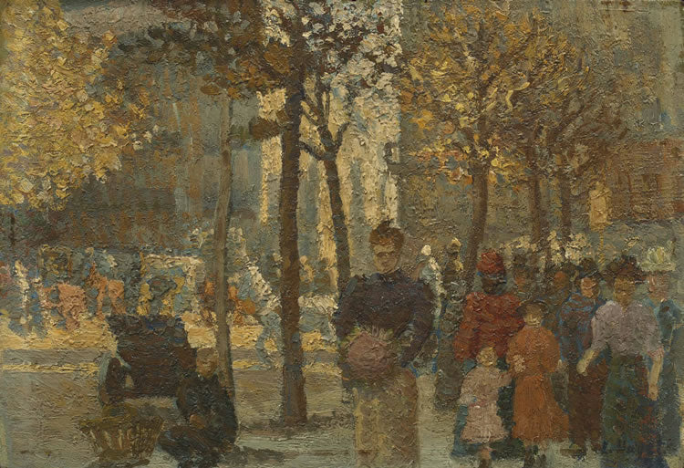 Street Scene, Autumn, vintage artwork by Louis Hayet, 12x8" (A4) Poster