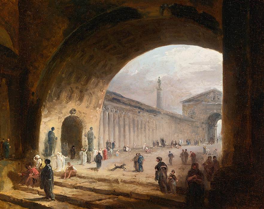 The Great Archway, vintage artwork by Hubert Robert, 12x8" (A4) Poster