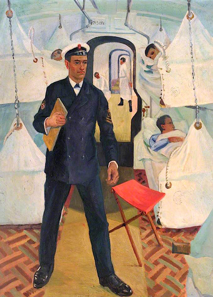 ith Wounded Lying in Hammocks by Jan (Godfrey Jervis) Gordon,16x12(A3) Poster