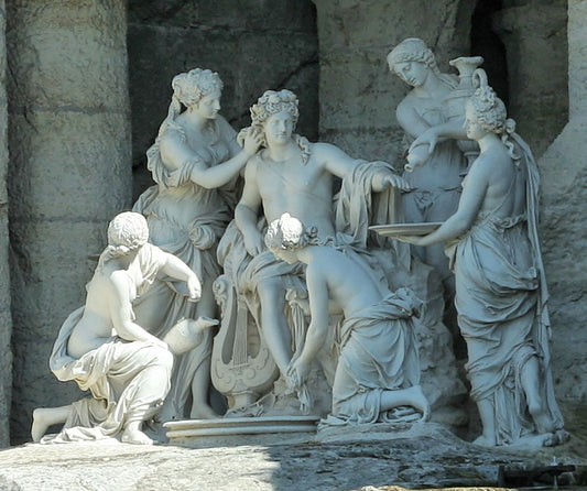 Apollo Served by  Nymphs (Bosquet des bains- d'Apollon), vintage artwork by François Girardon, 12x8" (A4) Poster