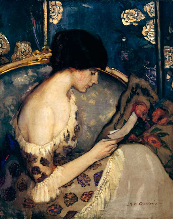 Girl on a couch, vintage artwork by Agnes Noyes Goodsir, 12x8" (A4) Poster