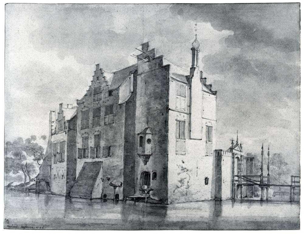 Kasteel Santhorst in Wassenaar, vintage artwork by Roelant Roghman, 12x8" (A4) Poster