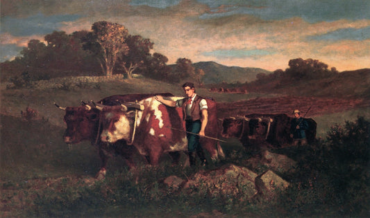 Herdsman with Cows, vintage artwork by Edward Mitchell Bannister, 12x8" (A4) Poster