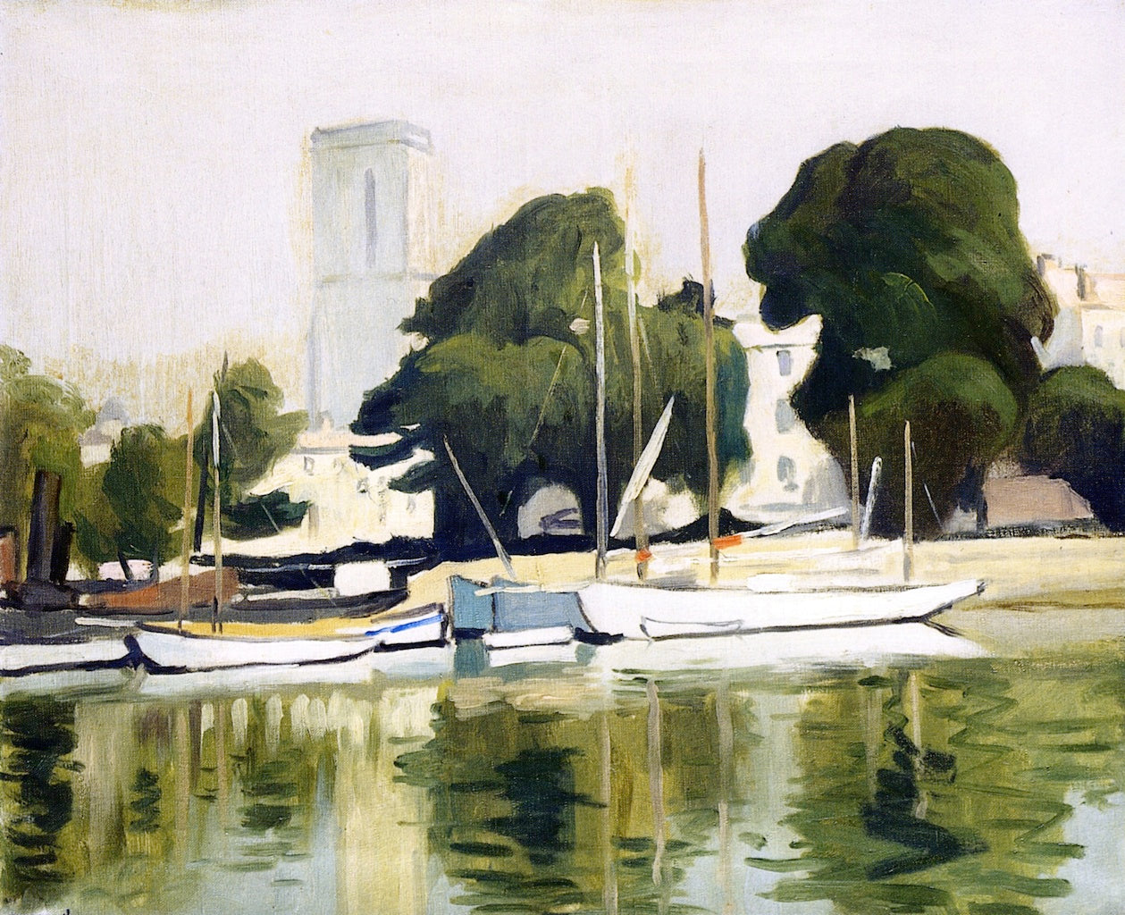 The Church and Harbor at La Rochelle by Albert Marquet,16x12(A3) Poster