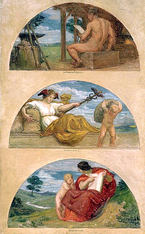 The Progress of Civilization: The Forge, Commerce, and Education, vintage artwork by Kenyon Cox, 12x8" (A4) Poster