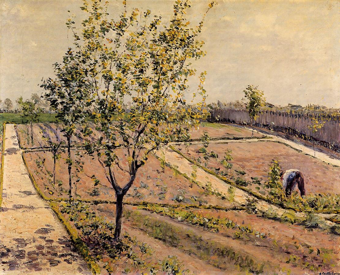 Kitchen Garden, Petit Gennevilliers, vintage artwork by Gustave Caillebotte, 12x8" (A4) Poster