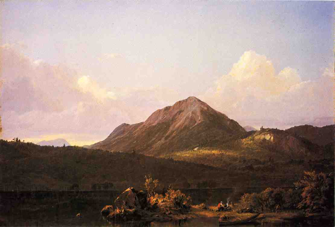 Camp Fire in the Maine Wilderness, vintage artwork by Frederic Edwin Church, 12x8" (A4) Poster