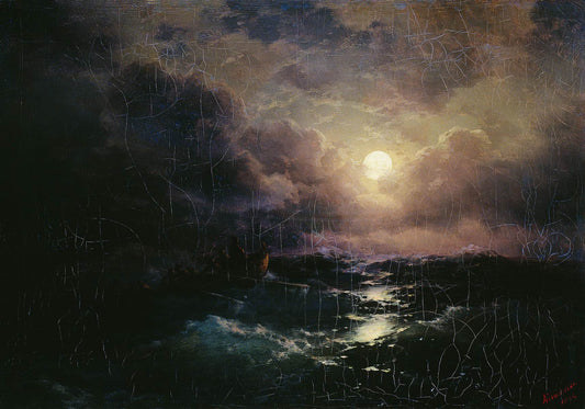 After the Storm. The Moonrise, vintage artwork by Ivan Constantinovich Aivazovsky, A3 (16x12") Poster Print