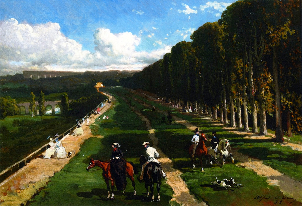 Bridal Path on the Terrasse de Saint-Termain, vintage artwork by Alfred de Dreux, A3 (16x12") Poster Print