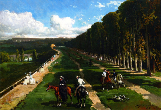 Bridal Path on the Terrasse de Saint-Termain, vintage artwork by Alfred de Dreux, A3 (16x12") Poster Print