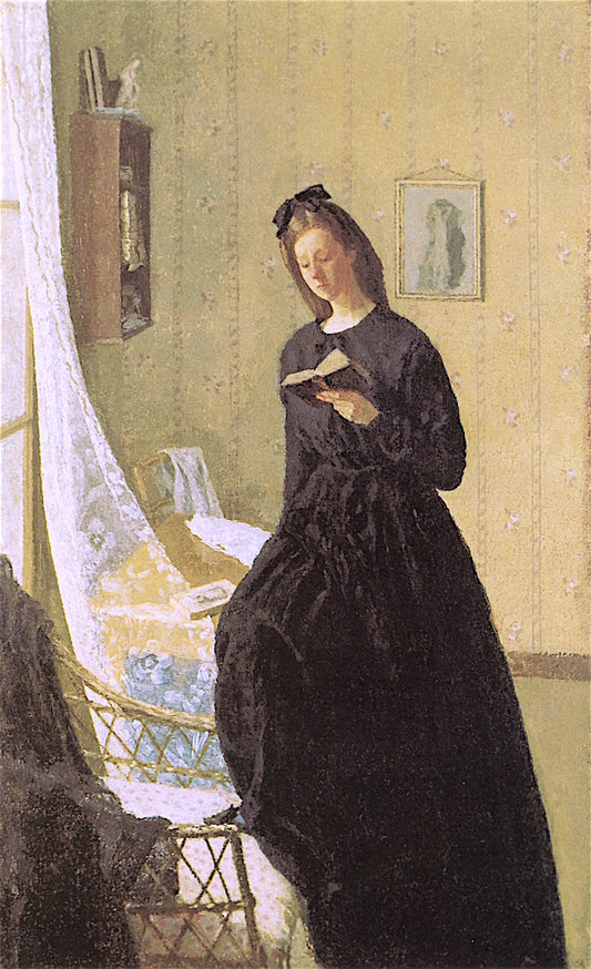 Girl Reading at the Window, vintage artwork by Gwen John, 12x8" (A4) Poster