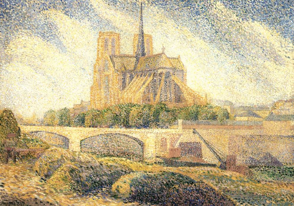 Notre-Dame, vintage artwork by Hippolyte Petitjean, 12x8" (A4) Poster