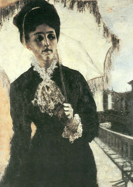 Portrait of Signora Torelli, vintage artwork by Giovanni Segantini, 12x8" (A4) Poster