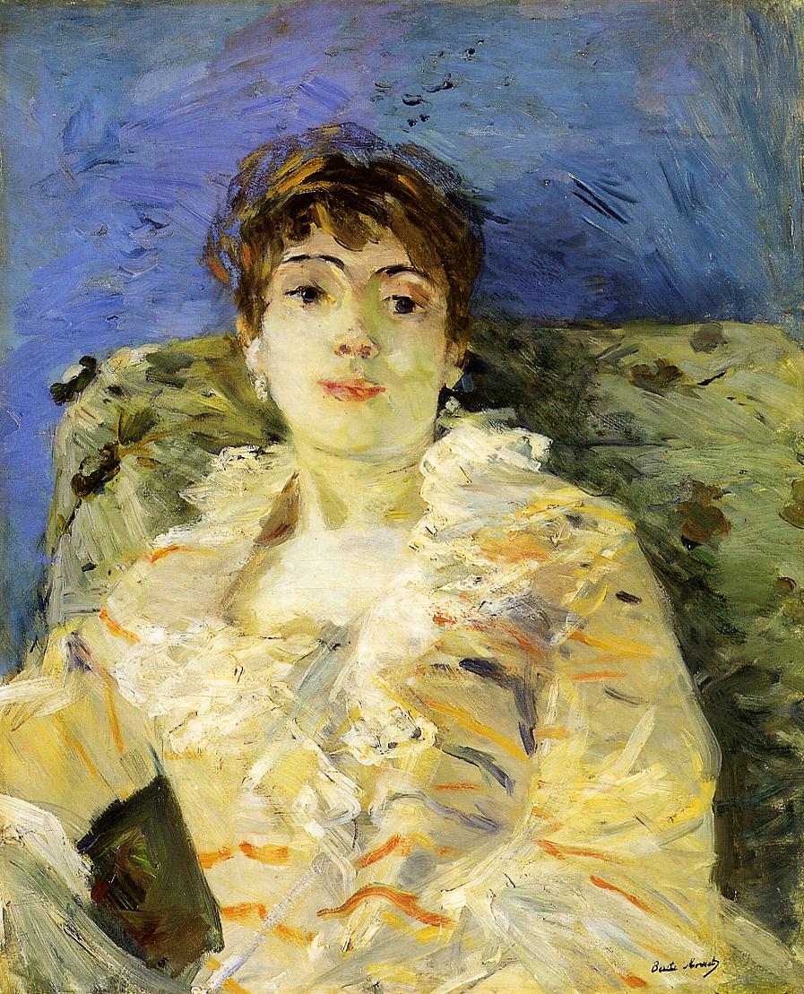 Girl on a Divan, vintage artwork by Berthe Morisot, 12x8" (A4) Poster