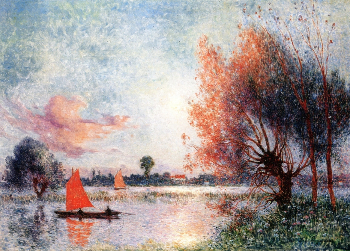 Sailboat on a Pond by Ferdinand du Puigaudeau,A3(16x12")Poster
