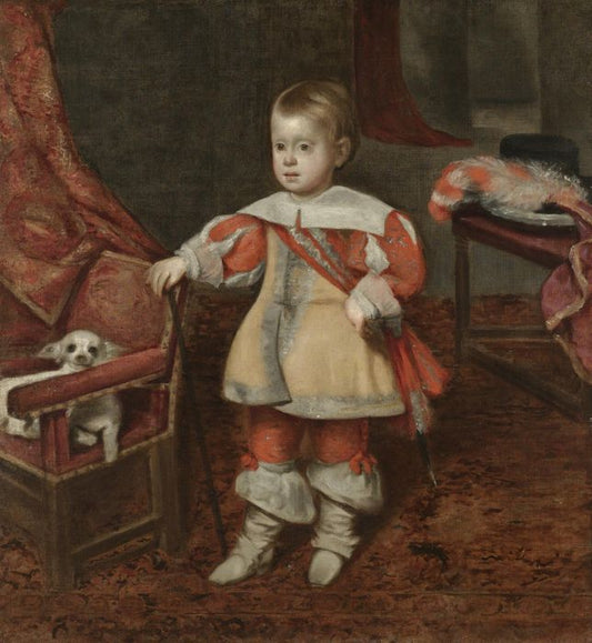 Portrait of Principe Don Felipe Prospero, son of Philip IV of Spain, vintage artwork by Juan Bautista Martinez del Mazo, 12x8" (A4) Poster