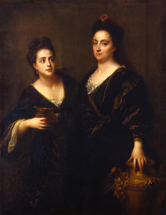 Two Actresses, vintage artwork by Jean-Baptiste Santerre, 12x8" (A4) Poster