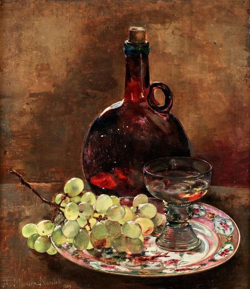 ll-Life with Grapes and Glass Bottle by Anna Munthe-Norstedt,A3(16x12")Poster