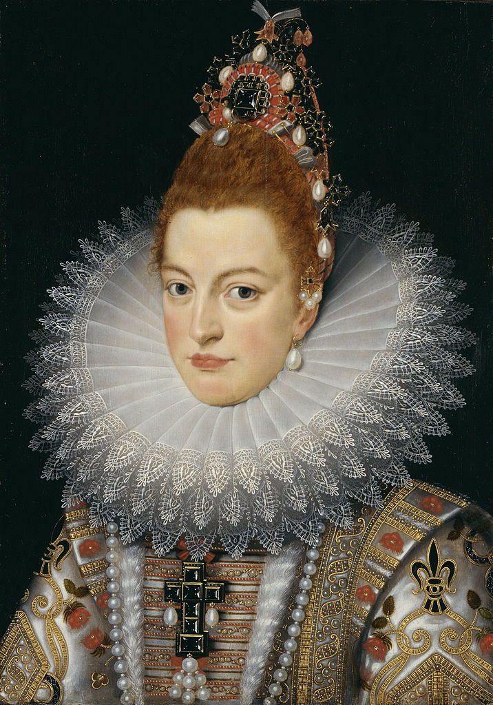 Portrait of Isabella Clara Eugenia of Spain, Archduchess of Austria, vintage artwork by Frans Pourbus the Younger, 12x8" (A4) Poster