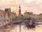 The Binnen-Amstel Canal, Amsterdam, vintage artwork by Claude Monet, 12x8" (A4) Poster