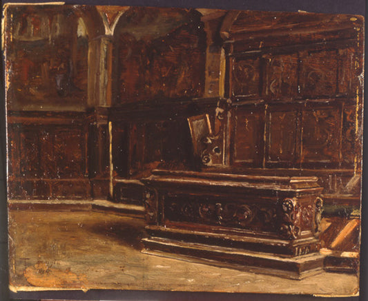 Interior of Sala del Cambio in Perugia, vintage artwork by Federico Faruffini, 12x8" (A4) Poster