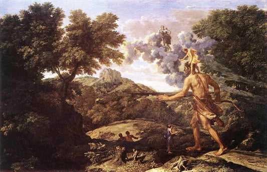Landscape with Diana and Orion, vintage artwork by Nicolas Poussin, 12x8" (A4) Poster