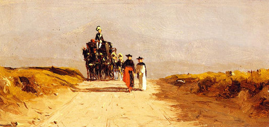 Cardinal's Coach on the Campagna, vintage artwork by Sanford Robinson Gifford, 12x8" (A4) Poster