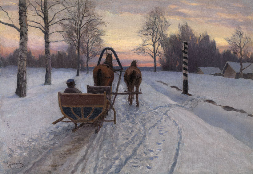 Coming Home, vintage artwork by Mikhail Germashev, 12x8" (A4) Poster